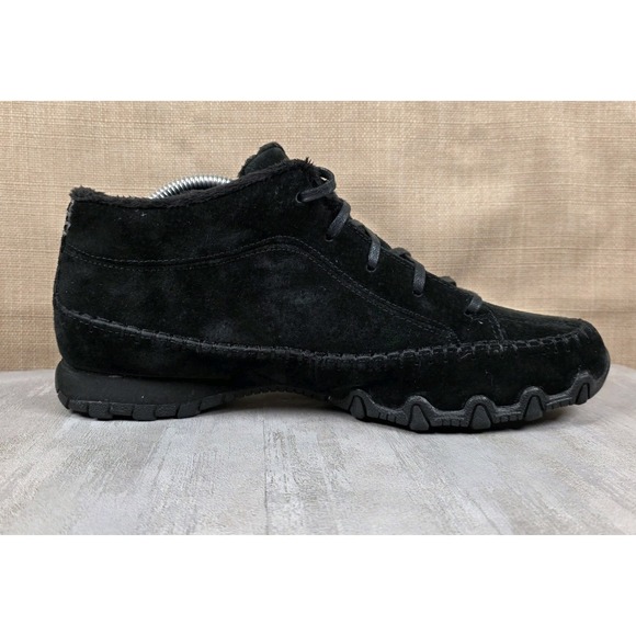Skechers Bikers Totem Pole Black Suede Faux Fur Ankle Boots Womens Size 10 - Picture 4 of 10